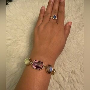 Elegant Liz Clairborne Pink, Green and Gold Bracelet